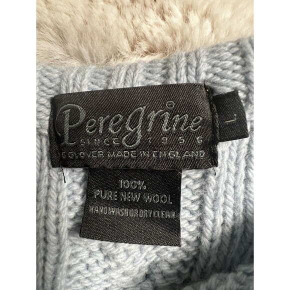 Peregrine Sweater Womens L Blue Cable Knit 100% Merino Wool England Excellent - Picture 5 of 6